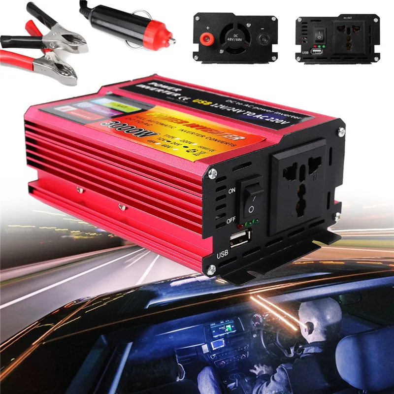 

Solar Inverter 12V 220V 3000W Peak Voltage Converter Transformer DC 12V&24V 48V&60V To AC 110V/220V Auto Adapt Inversor