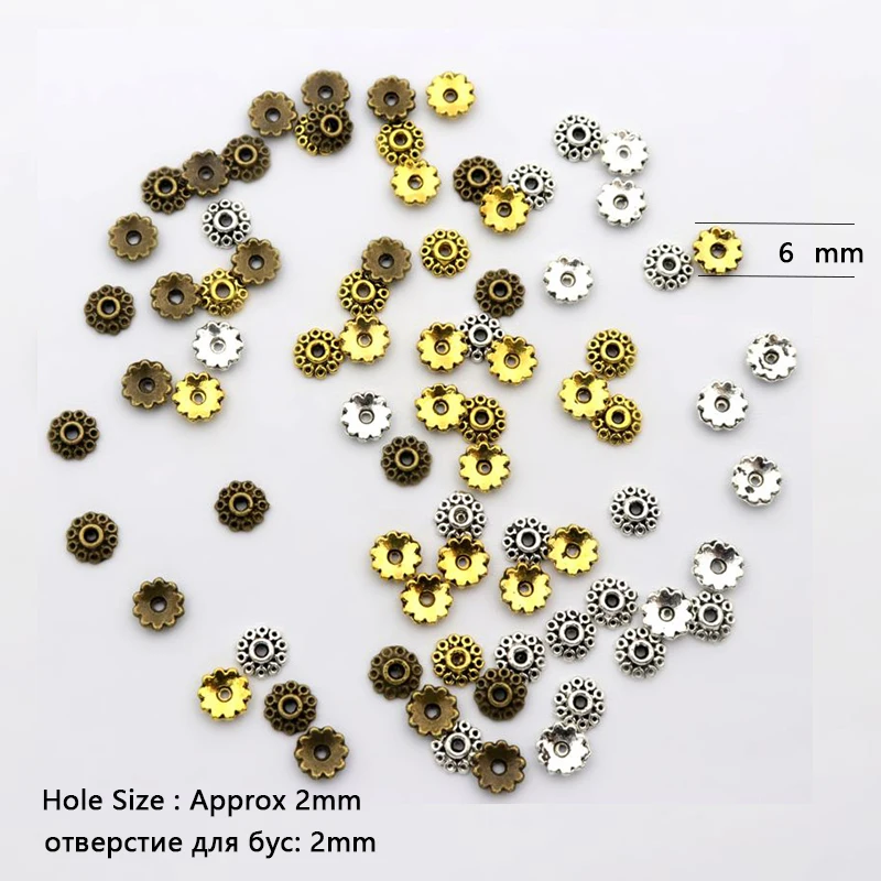 100pcs 혼합 작은 크기 꽃 블랭킹 엔드 비드 캡 스페이서 Diy 용품 쥬얼리에 대한 액세서리 팔찌 Neckalce 만들기