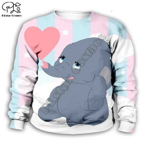 Kids sweatshirts Одежда для семьи детские толстовки с капюшоном с 3d принтом Dumbo осенние свитшоты с длинными рукавами милые осенние штаны на молнии для маленьких девочек и мальчиков - Цвет: Kids sweatshirts