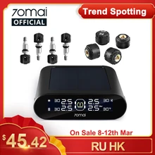 70mai sistema de monitoramento pressão dos pneus para o carro móvel app controle led tela energia solar 4 sensores 70mai tpms alarme segurança automática