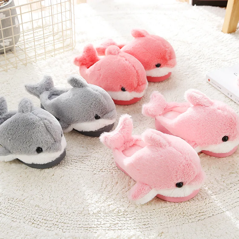 

Baby Winter Home Slippers Dolphin Cute Flat With Cotton Warm Shoes 15-19cm Thick Comfortable Non-Slip Shoes AELNN543