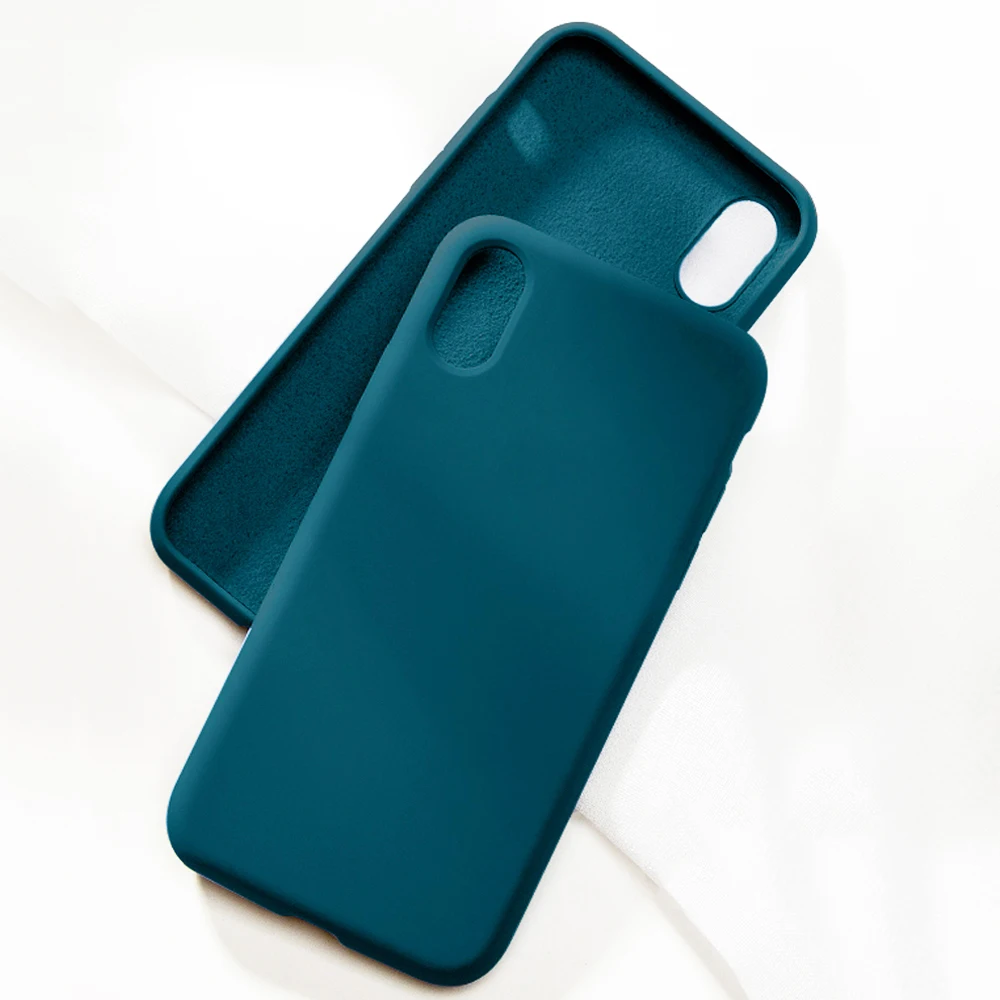 Тонкий жидкий чехол для iPhone 11 Pro Max XR XS X 6s Plus 7 8 Plus, резиновый противоударный защитный мягкий гибридный резиновый чехол - Цвет: Midnight Green
