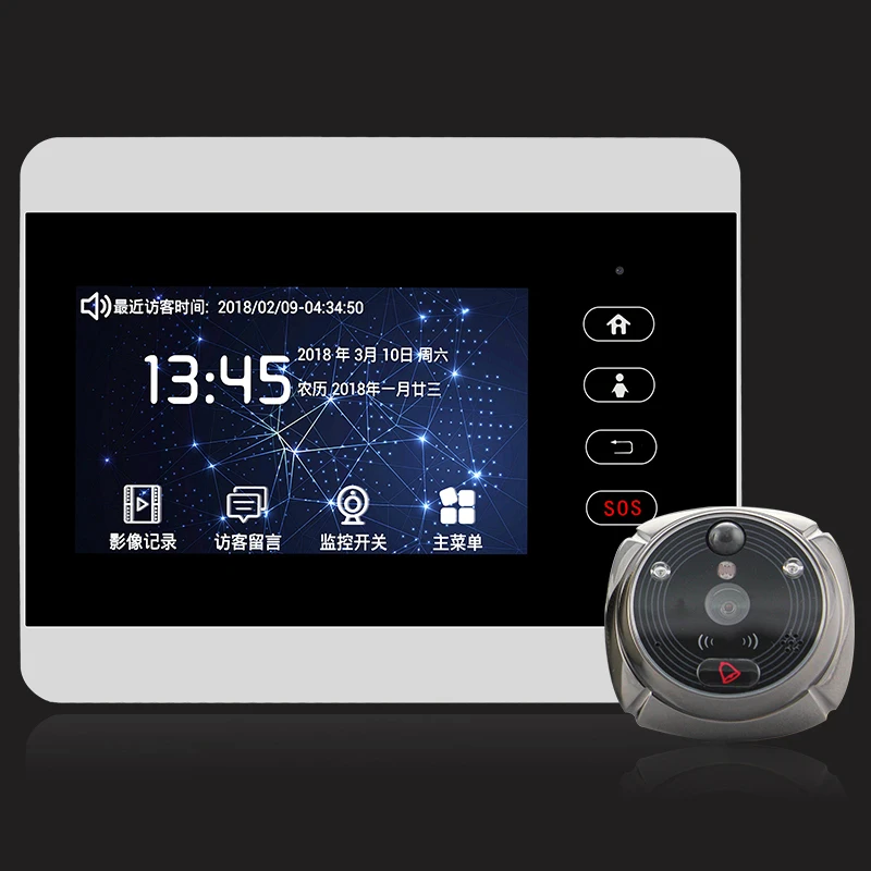 ROLLUP iHome5 Mirilla WiFi дверной глазок и видео IP дверной звонок 4 дюймовый экран IR PIR HD камера Обнаружение движения удаленное управление|Дверной звонок| | АлиЭкспресс