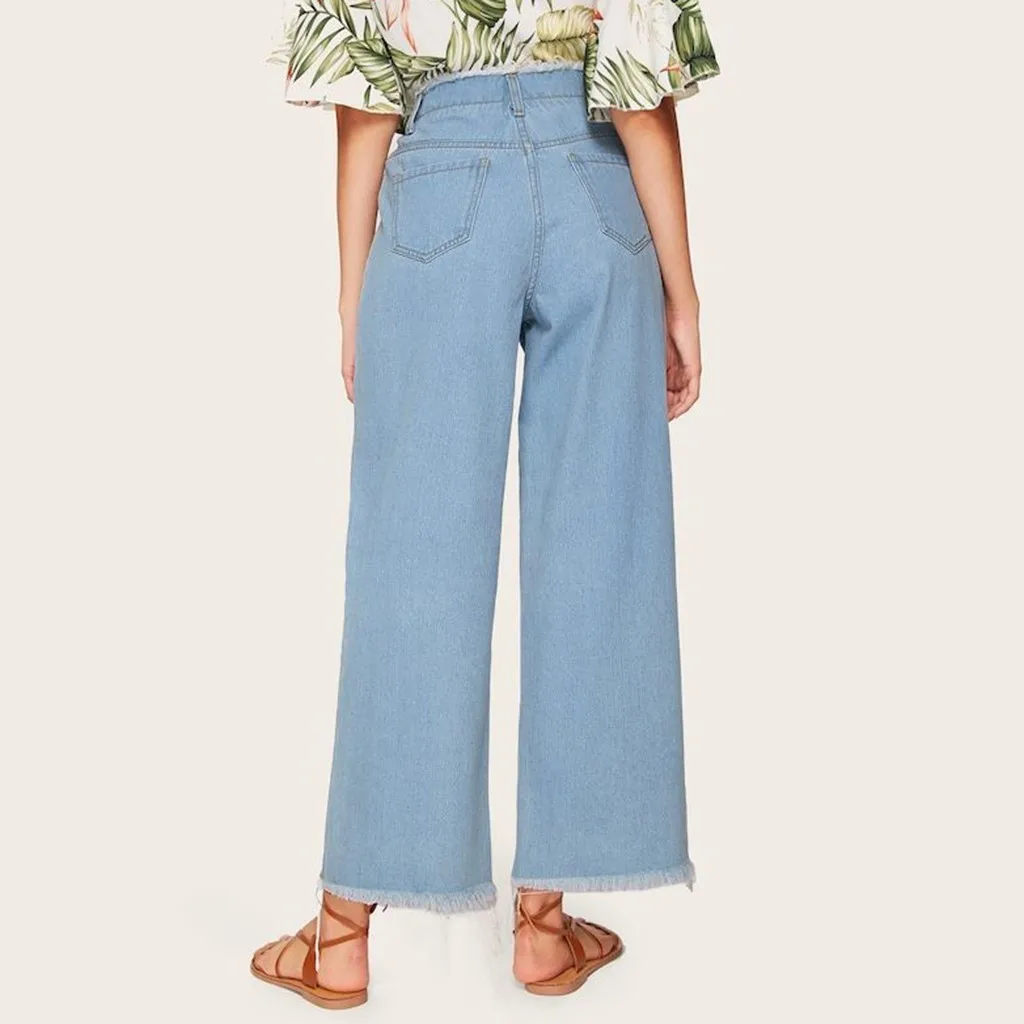 Jaycosin New Fashion Ladies Casual Wild Loose Leg High Waist Jeans Elastic Stretch Thin Female Soft Plus Size Leggins Jeans 10#4