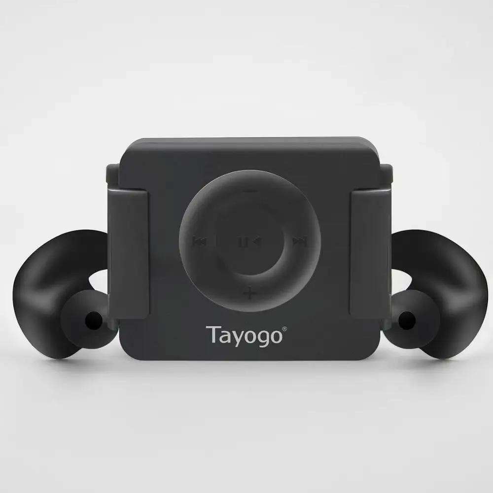 Tayogo IPX8 водонепроницаемый плавательный MP3-плеер гарнитура музыкальный плеер с слотом для карт с функцией перемешивания с наушником для плавания - Цвет: black