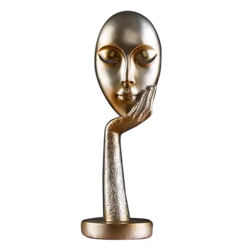 

Modern Human Meditators Abstract Lady Face Character Resin Statues Sculpture Art Crafts Figurine Home Decorative Display Silver