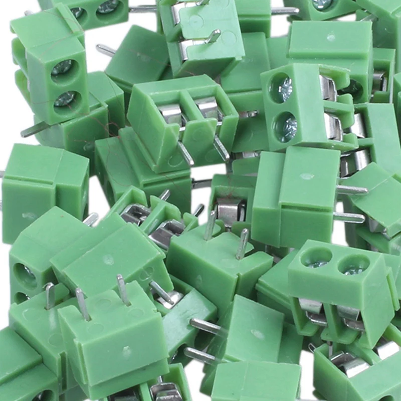 50 шт. 2 Pin 5 мм Pinch PCB Mount винт Клеммная колодка Разъем 300 В 10A(зеленый
