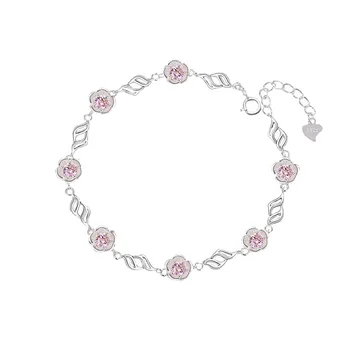 

Ice River Real S925 Sterling Silver Women Charm Bracelet Peach Flower Beads Bracelets Female Fine Jewelry Birthday Friend Gifts