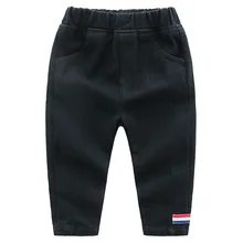 Стиль; сезон осень; модная детская одежда в Корейском стиле для мальчиков; однотонные черные повседневные брюки для мальчиков; подштанники