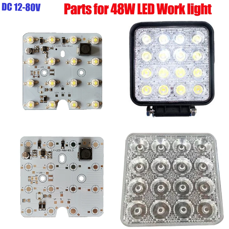 

20PCS LED Ligh Board 36W 48W Driver Integrated 16 LED PCB Board Lens DC12-80V for LED Work Lights Parts DIY Repair