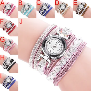 

CCQ Women Vintage Shining Crystal Bracelet Dial Analog Quartz Wrist Bracelet for Women's watches for lady wristwatch Color