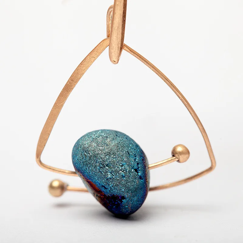 Аксессуары для ушей звездное небо форма бирюзовые серьги падение Природный камень синего цвета золотые серьги-подвески для женщин