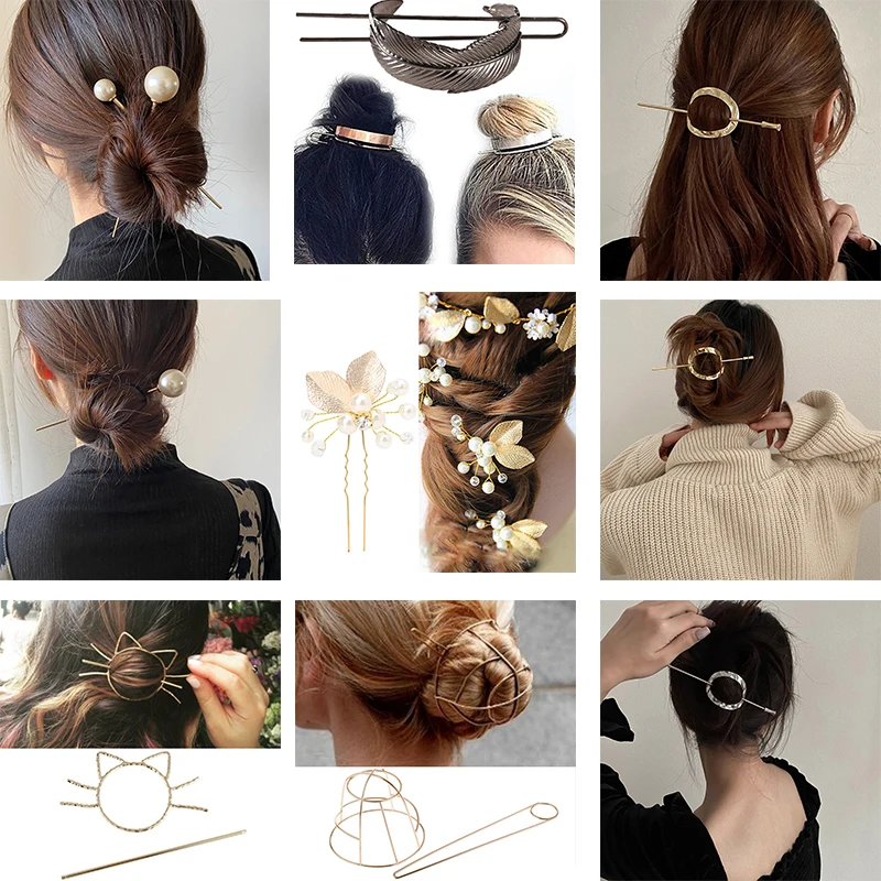 New Korean cute Meow Cat Pierced Hair Clip Metallic animal hair style jewelry Hairpin Lady female girl hair accessories