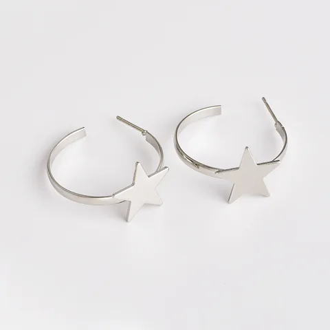 Fashion Popular Five-pointed Star Hoop Earring for Women's Simple Glossy Geometry Round Aros Earrings Brincos