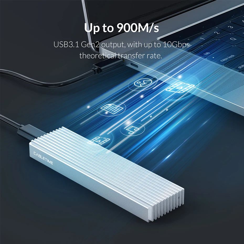 hard disk pouch CABLETIME NVME SSD Case Type C USB3.1 Gen 2 10Gbps Transmission External SSD Enclosure Hard Disk Auto Sleep C385 usb 2.0 hdd external box