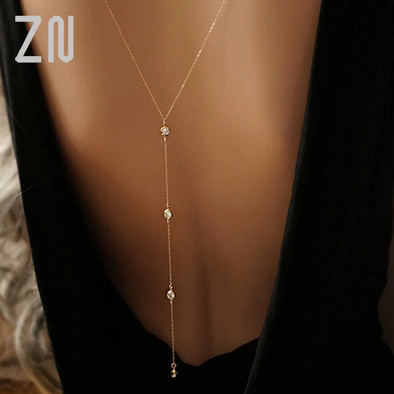 Women Boho Gold Beach Bikini Bib Crystal Wedding Summer Dress Backdrop Back Necklace Jewelry