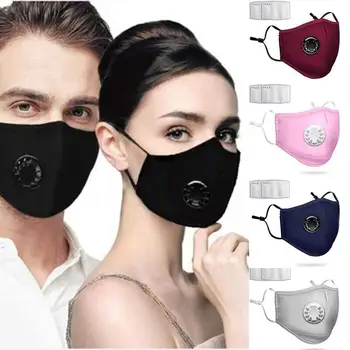 

5Pc/Lot Mouth Mask Reusable Mask with Breathing Valve Unisex Activated Carbon Sunscreen Mask Respirator Filter for Men Women