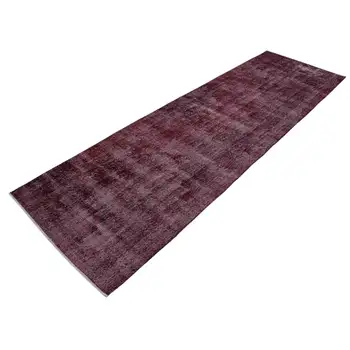 

90x305 Cm Red Handmade Overdyed Runner Rug-3x10 Ft