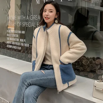 

Coats and Jackets Women Lambs Wool Coat Woman Autumn and Winter New Style Korean Version Loose Fashion Fur Winter Lamb Fleece