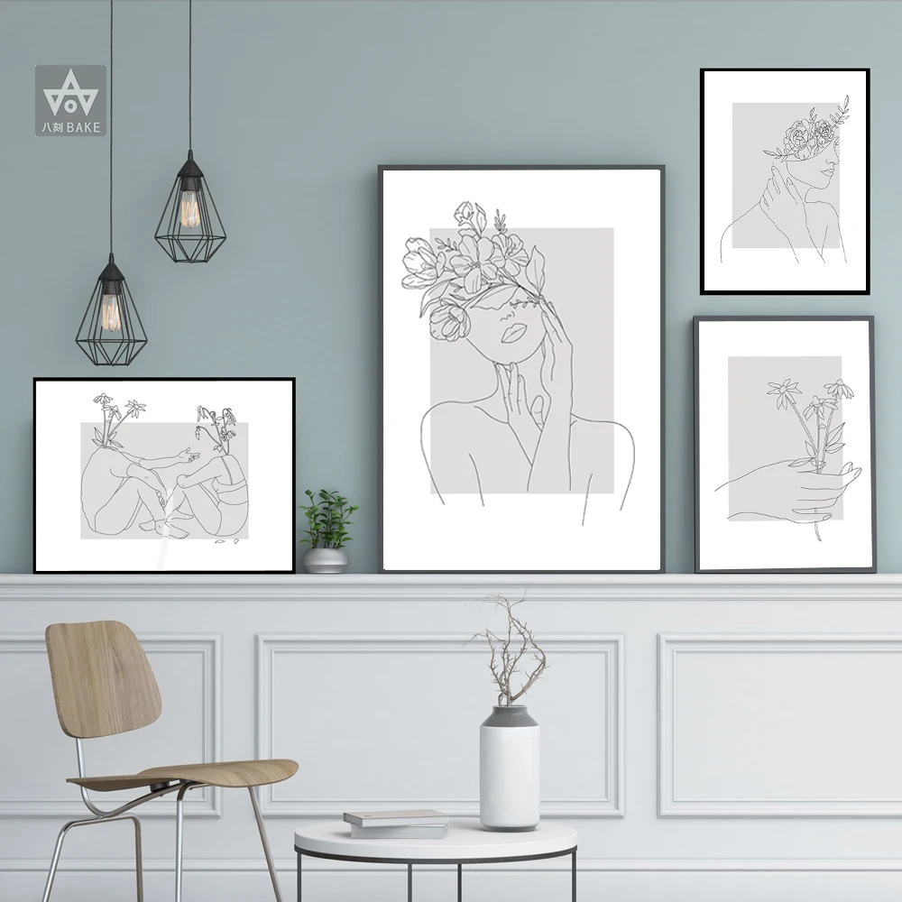 Modern Abstract Art Picture Figure Line Drawing Home Decor Nordic Canvas Painting Wall Posters and Prints for Living Room | Дом и сад