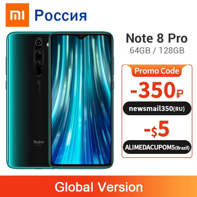 Глобальная версия Xiaomi Redmi Note 8 Pro 6 ГБ 128 ГБ/64 Гб 64 мп четыре камеры смартфон NFC 4500 мАч
