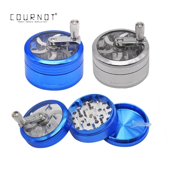 

COURNOT Tobacco Grinder Aluminum 63MM 3Piece Whorl Style Metal Smoking Crusher Hand Crank Miller Pollinator Grinders