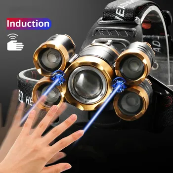 

Most Powerful LED Headlight headlamp 5LED T6 Head Lamp Power Flashlight Torch head light 18650 battery Best For Camping, fishing