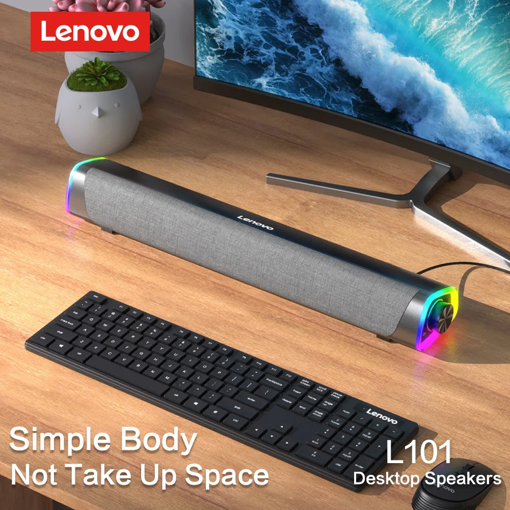 Computer Speakers Lenovo LECOO L101 Stereo Music Surround Subwoofer For Macbook Laptop Notebook PC Wired computer speakers