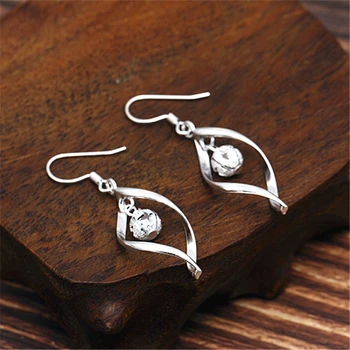

S925 Sterling Silver Earrings Personality Charm Temperament Female Models Elongated Smart Twist Earrings