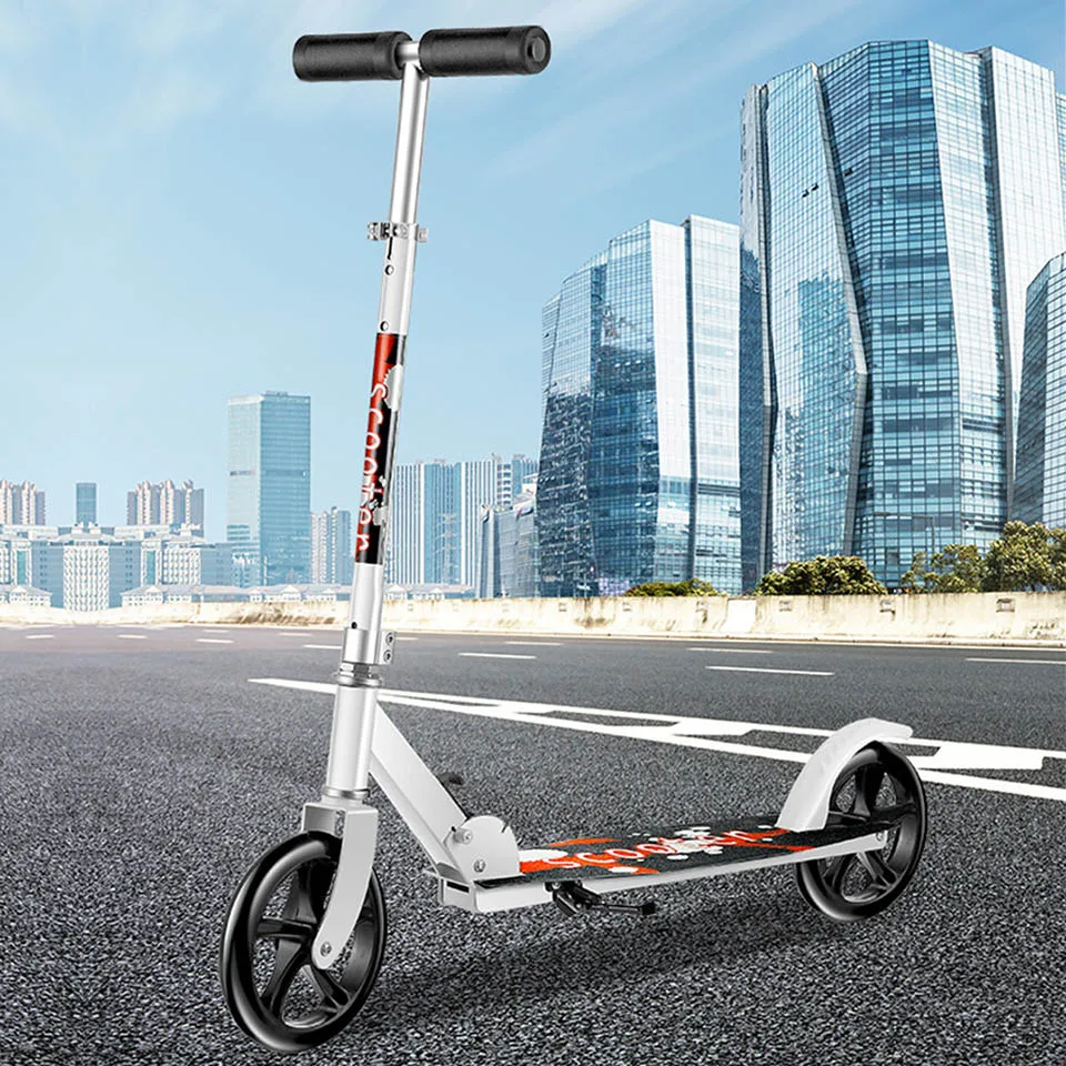 

Fashion Foot Scooter Fold Skate Cycle Hoverboard Skateboard 2 Wheels Two Height Adjustable Adult Kids Kick Foldable 200mm Wheel