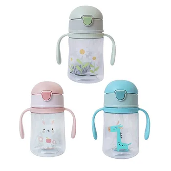 

Cute Kids Feeding Sippy Cups With Handles Learning Drinking Water Bottles Cute Cartoon Leakproof Strap Cup 250ml xs Drop