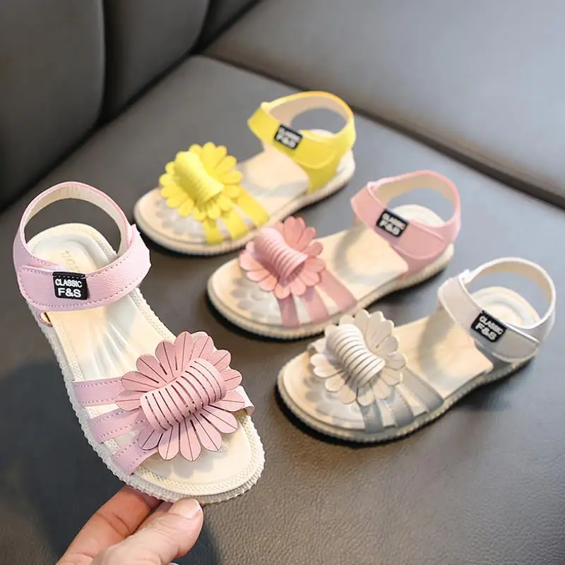 

2020 Summer Style Girls Shoes Children Sandals Girls Princess Flower Solid Baby Girls Sandals Kids Size 21-36