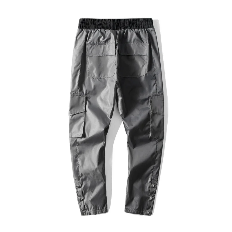 Новинка, Rhude, боковые кнопки, брюки карго, мужские нейлоновые комбинезоны, брюки для бега, хип-хоп, мужские повседневные штаны с карманами, осенние тонкие брюки