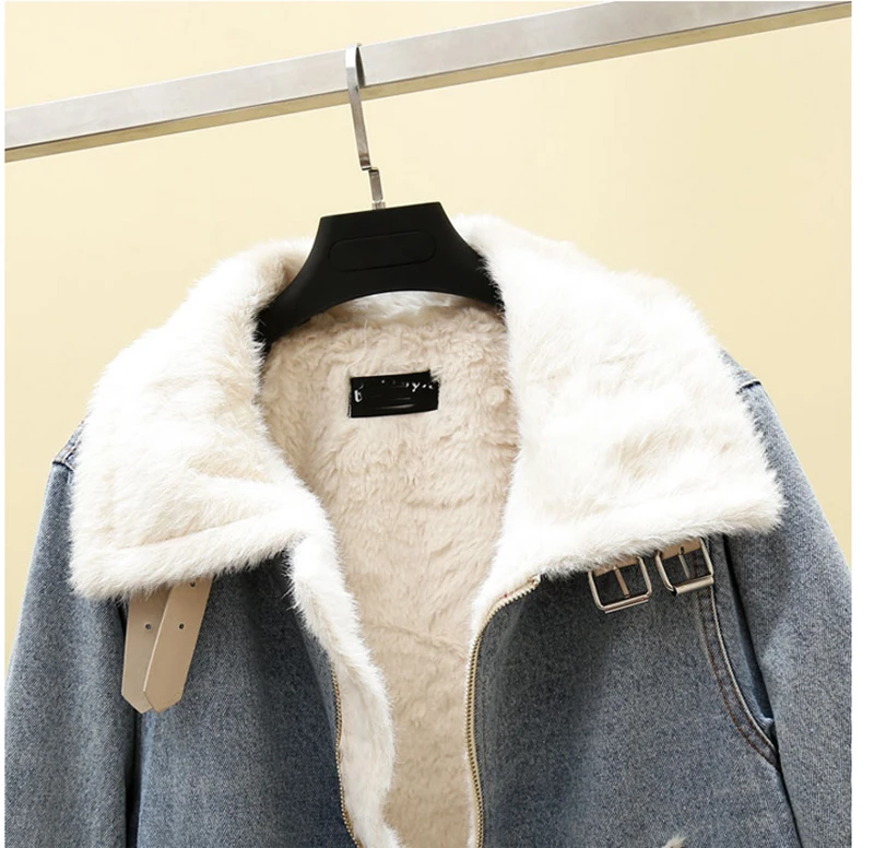 Большие размеры, зимняя женская парка, джинсовая куртка из искусственного меха, джинсовая куртка с воротником, пальто, женские теплые куртки на подкладке, верхняя одежда