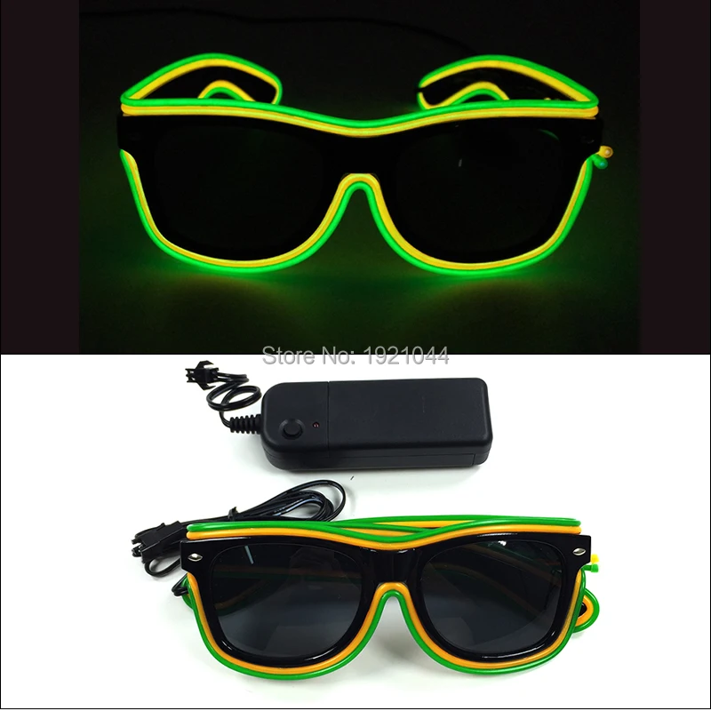 Хэллоуин креативный костюм для вечеринки очки двойной цвет EL проволока с черными