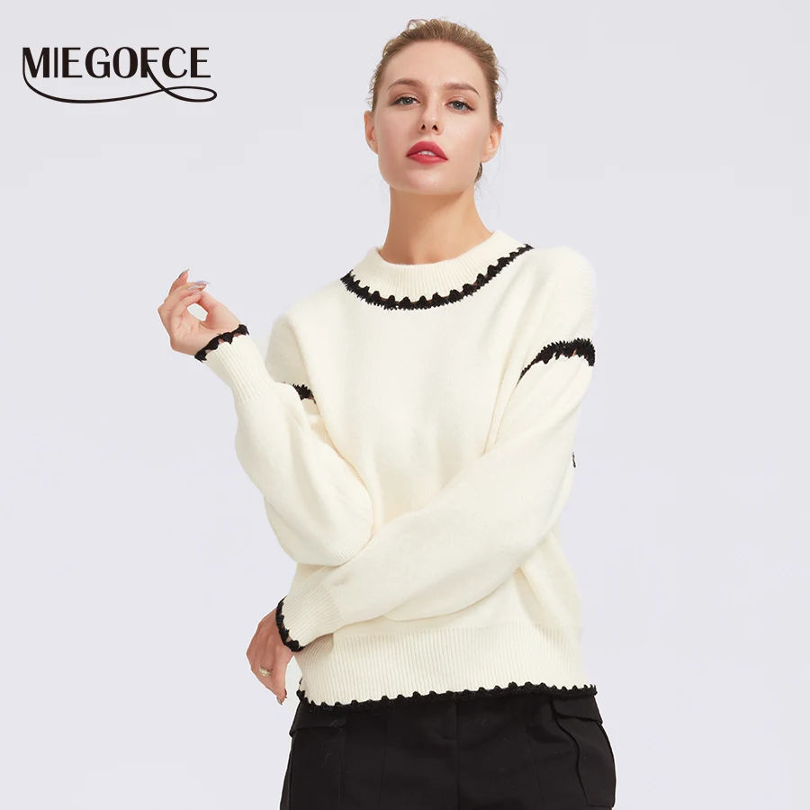 MIEGOFCE 2019 с круглым вырезом для женщин Повседневные вязаные зимние свитера