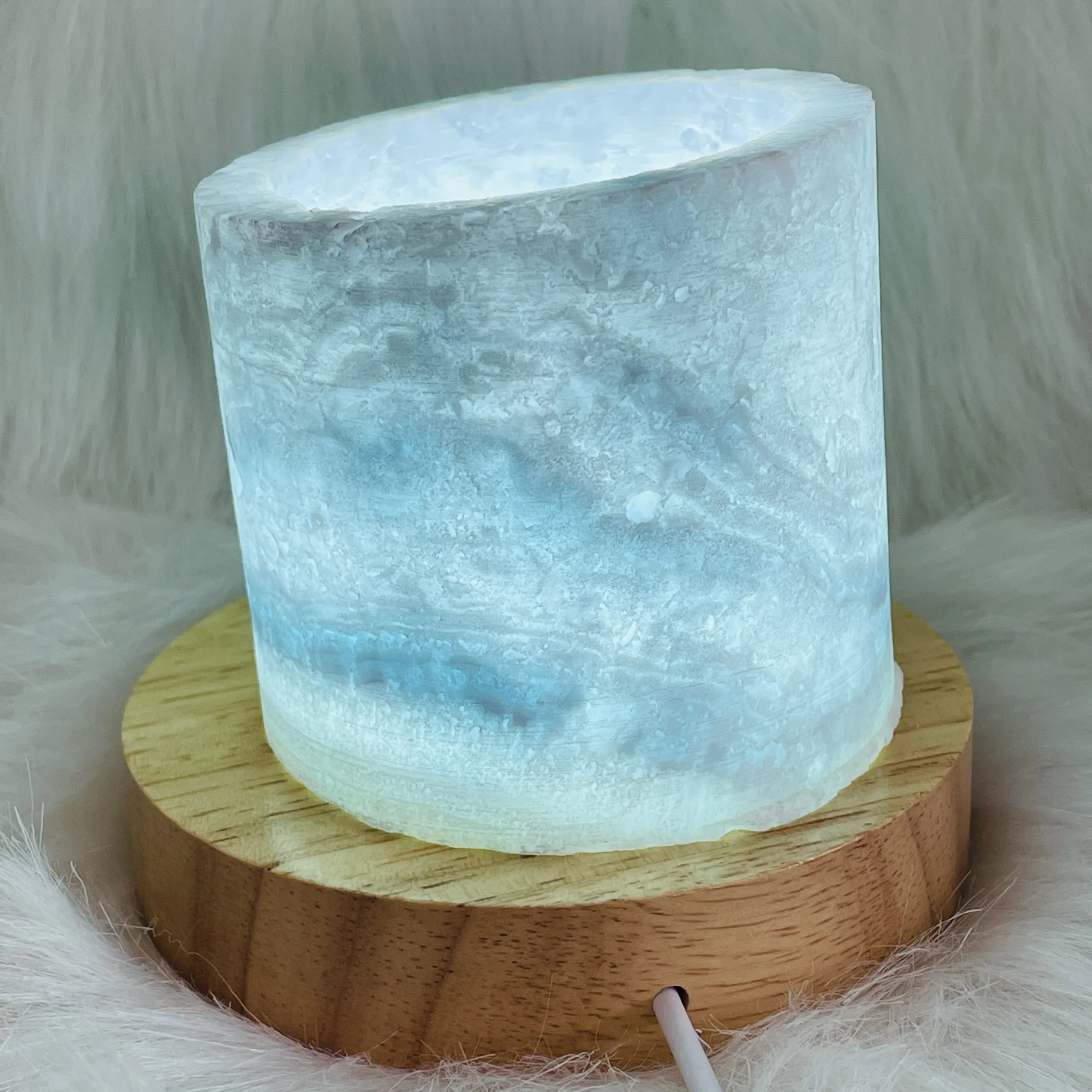 

Romantic!!Natural Sky Color Mineral Light Lamp Decoration Room Jewelry Couple Romatic Stone