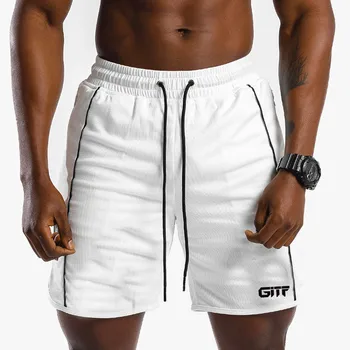 

New Summer men fashion Casual Bodybuilding shorts Men Gyms Fitness Joggers workout Breathable quick dry Beach Knee Length shorts