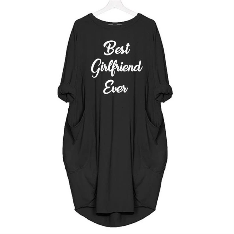 Новое поступление, футболка с надписью "Best Girlfriend" для женщин, женская футболка с карманом, Женский Топ Харадзюку, графические футболки, женские топы