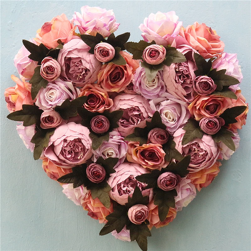 Высокое качество в форме сердца свадебное украшение автомобиля цветок набор свадебное украшение имитация искусственный цветок для свадьбы шелковые розы цветы - Цвет: D