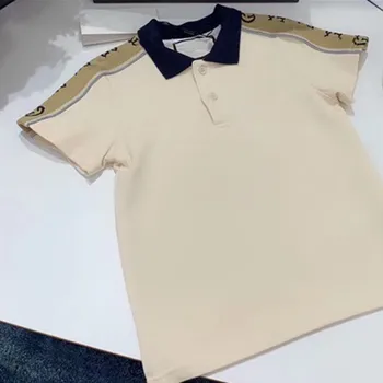 

Presell New Summer Beige POLOshirt for Baby Boy&Girl Kids Letter Tee Top For Children size 90-160 CM
