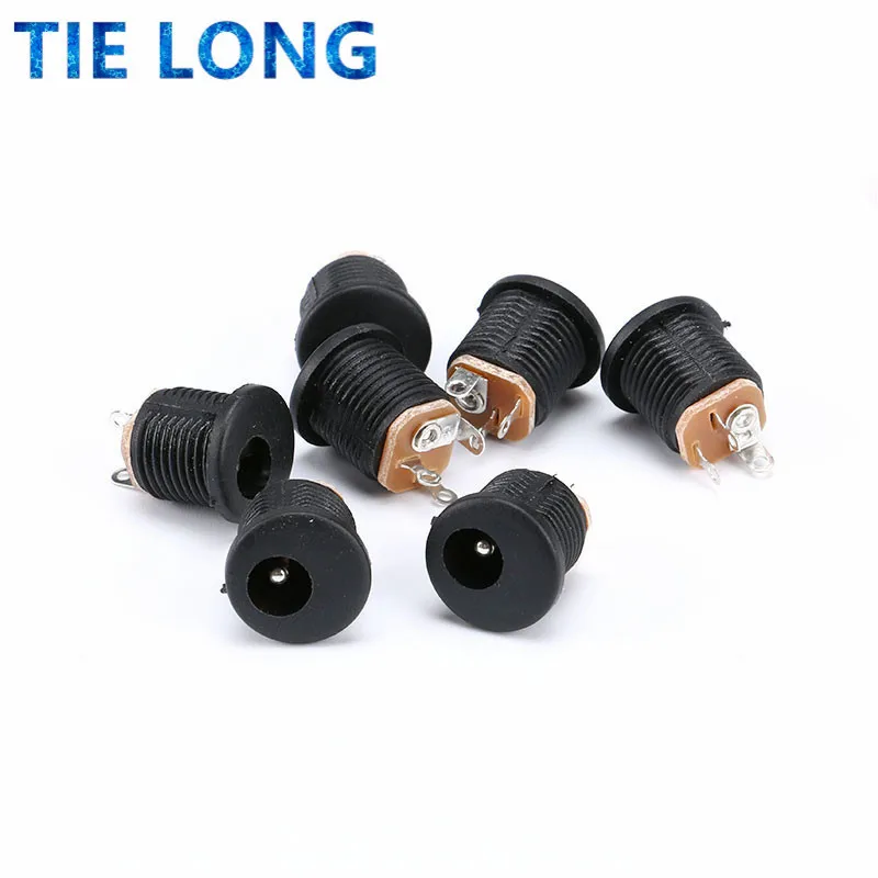 DC Power Socket Plug Jack 10/5/2Pcs DC-022 5.5x2.1mm DC Connectors Round Hole Screw Nut Interface Panel Mounting DC022 5.5-2.1