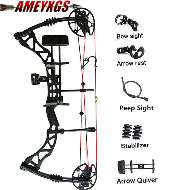 US $181.22 Archery Compound Bows 60lbs Adjustable Hunting Adult 329FPS Alloy Right Hand Outdoor