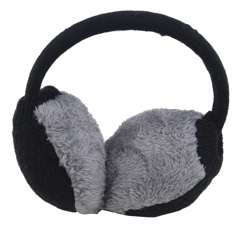 New Style Winter Warm Knitted Earmuffs Ear Warmer Fashion Women Girls Ear Muffs Earlap Casual Earmuffs - Цвет: black