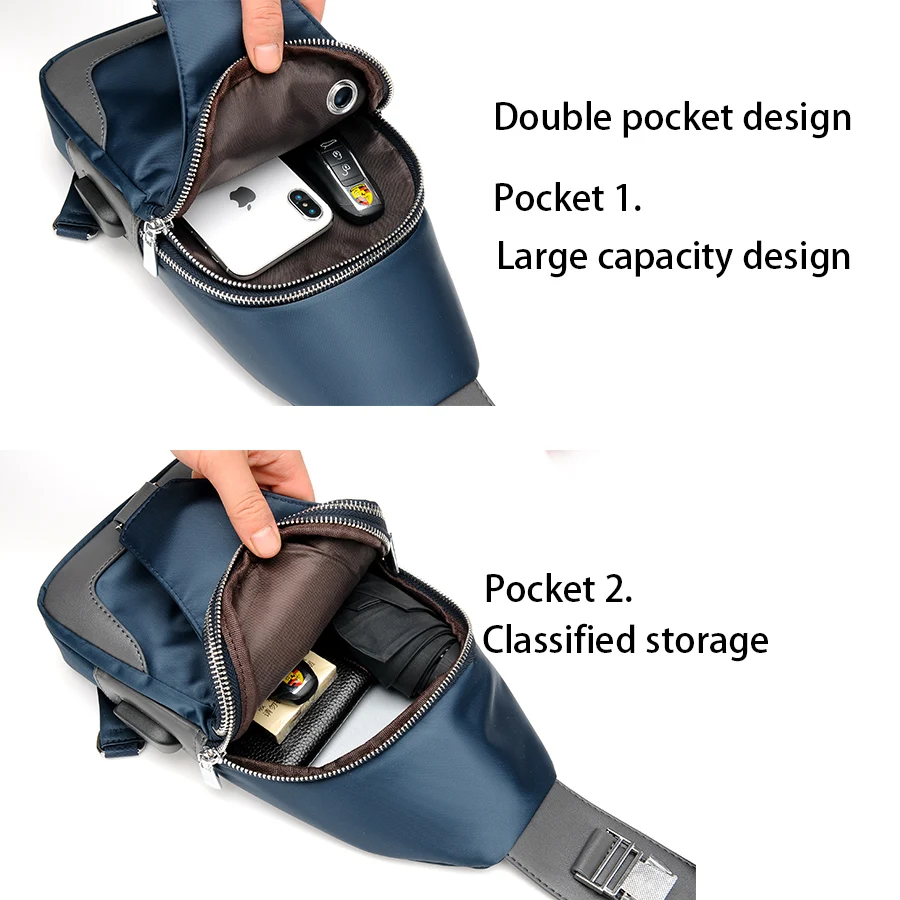 Модная мужская Наплечная Сумка с usb зарядкой сумки через плечо для мужчин