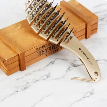 

Gold Arc-shape Comb Hair Massage Antistatic Hairbrush Plastic Combs Hair Brush Professional Hairdressing Styling Tools Q1