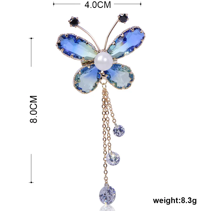 Madrry Vivid Butterfly Shape Brooches Colorful Rhinestone Jewelry For Women Men Sweater Suit Collar Pins Party Accessories Gifts
