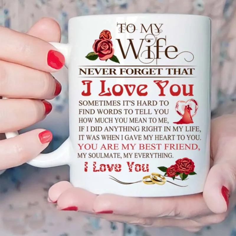 Sweet To My Wife I Love You Quote Coffee Mug Tea Cup Stylish Gift for Romatic Anniversary Valentine Birthday | Дом и сад