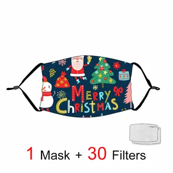 

Elk Snowman Festival Masks Santa Claus Raccoon Pattern Adult Children Christmas Dust-proof Face Masks Respirator Reusable Masks