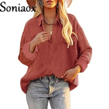 

Women Blouses Corduroy Lapel Pullover Solid Color Shirt Coat Elegant High Street Tops Spring Autumn Casual Loose Ladies Shirt